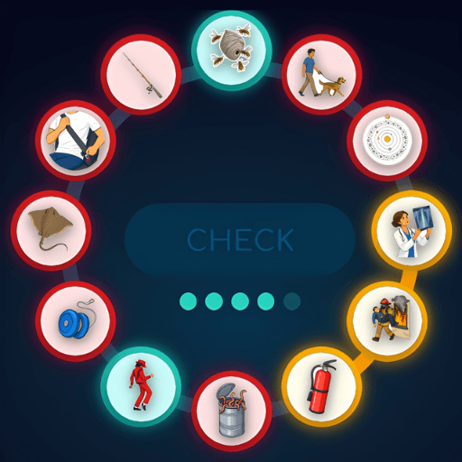 The circle of images is arranged and has just been checked in The Loop game